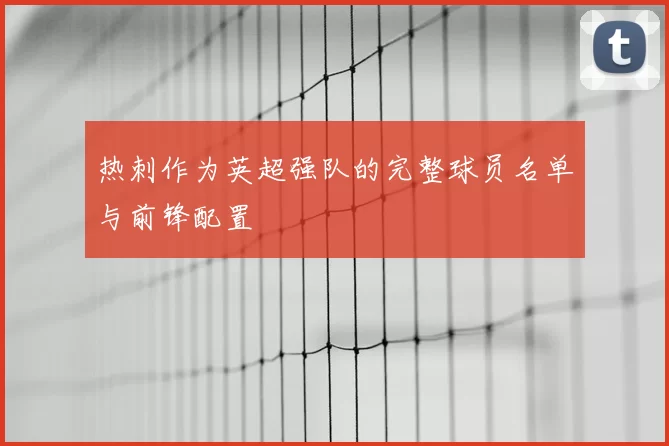 热刺作为英超强队的完整球员名单与前锋配置